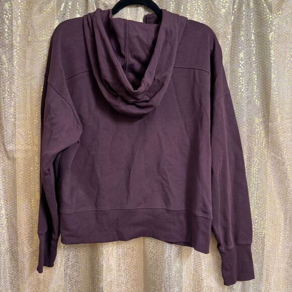 Old Navy Dynamic Fleece Eggplant Purple Half-Zip Sweatshirt Cropped XL - Picture 2 of 4